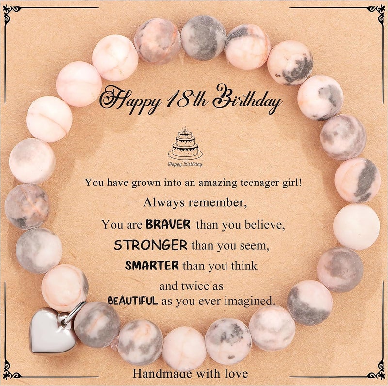 Yiyang 13th 16th 18th 21st 25th 30th 35th 40th 45th 50th 60th 65th 70th 75th 80th Birthday Gifts for Women, Natural Stone Bracelet Birthday Gifts for Women Mom Daughter Grandma Sister Coworker - Image 1